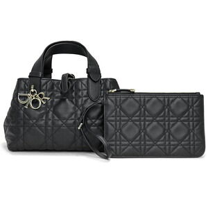 Christian Dior Toujours Handbag Cannage Calfskin Leather Black